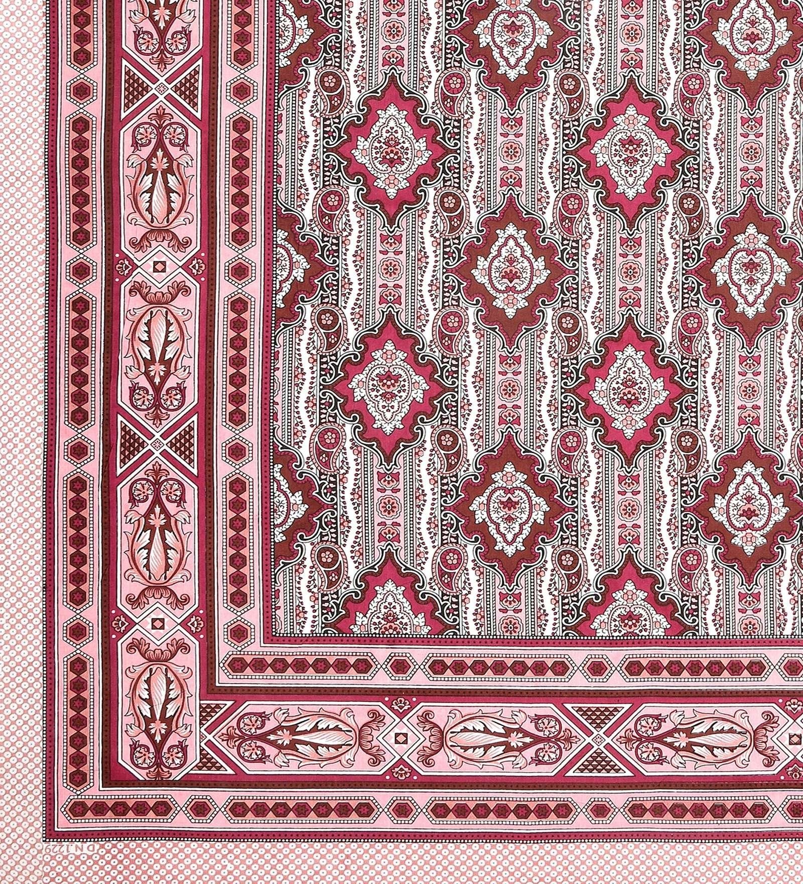 100% Pure Cotton Traditional Printed Bedsheet for Double Bed King Size Bedsheet with 2 Pillow Covers