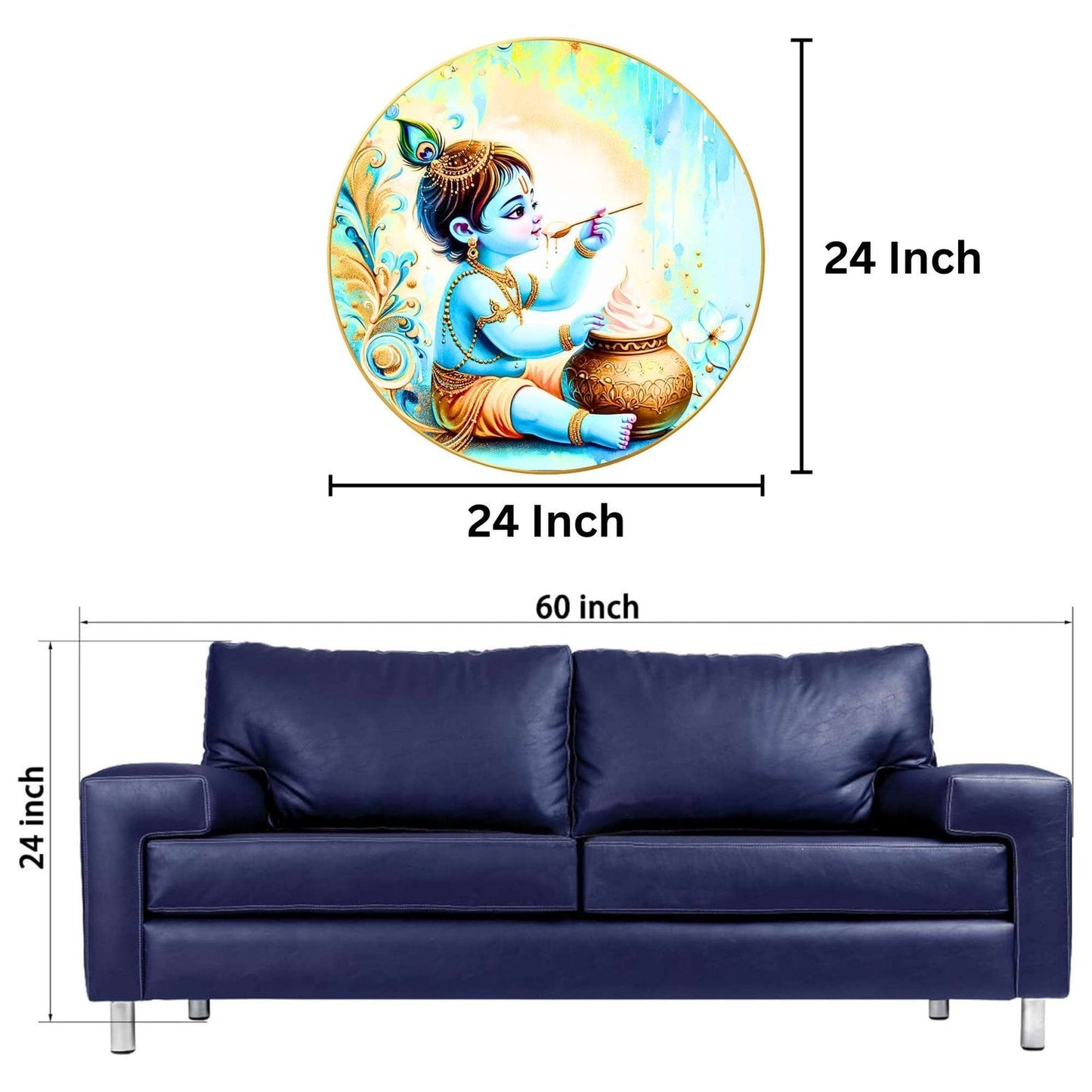 Wall Painting for Wall Decoration with Frame Sparkle Glossy Round Golden Framed Large Painting Office, Living Room, Bedroom, Home Decoration