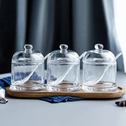 Set of 3 UMAI Borosilicate Glass Kitchen Storage Jars | 280ml Each | Airtight | Transparent