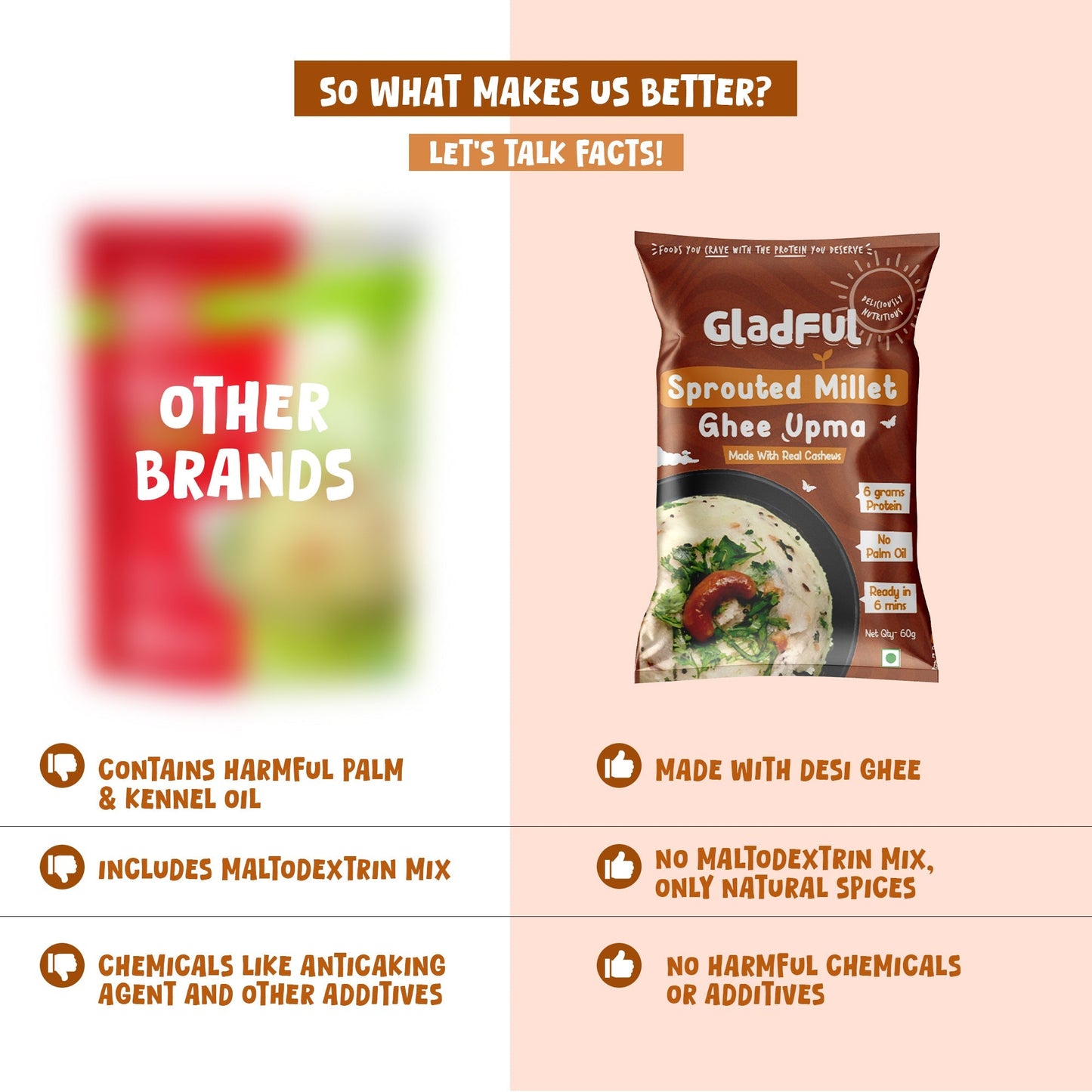Desi Ghee and Millet Instant Upma with Cashews - Pack of 5