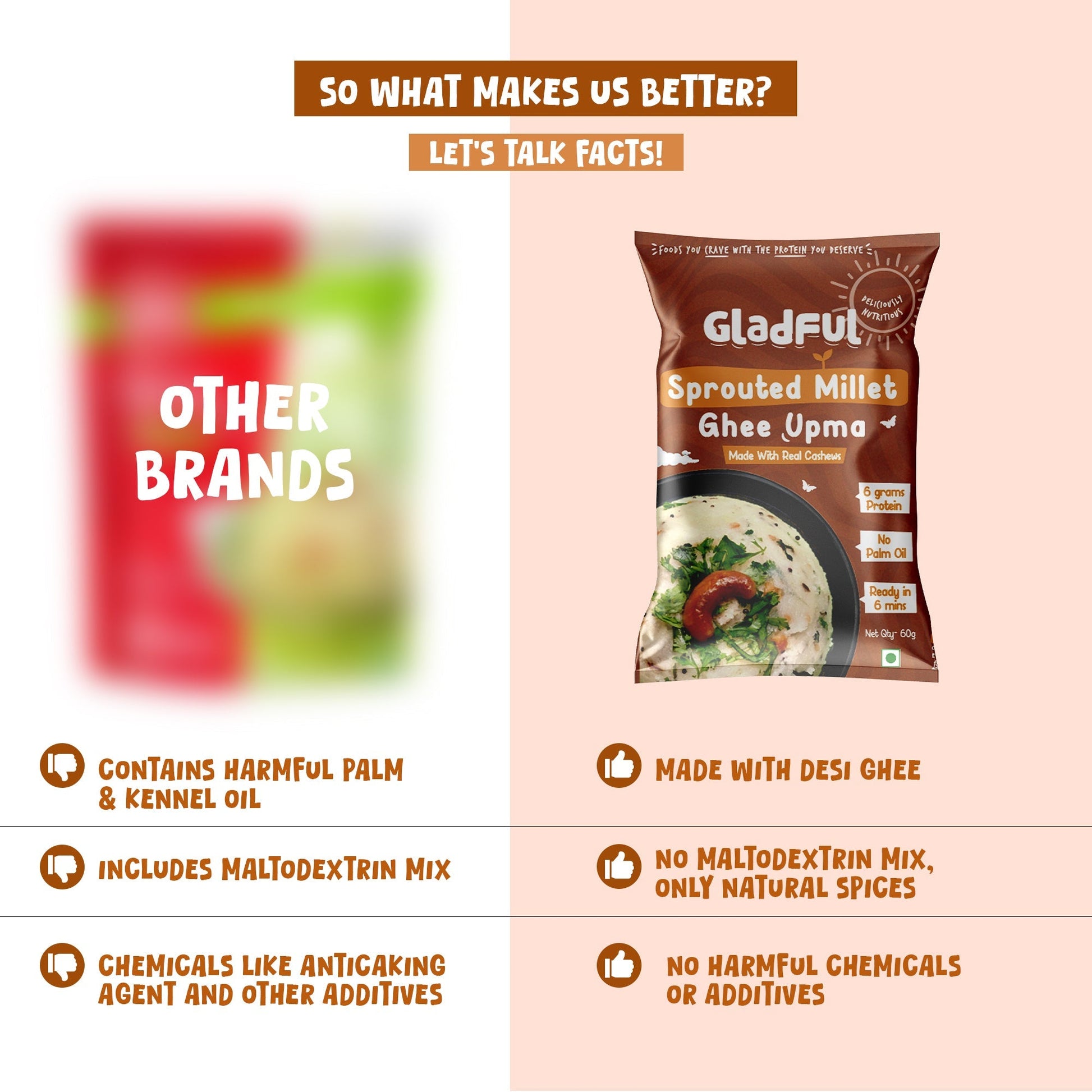 Desi Ghee and Millet Instant Upma with Cashews - Pack of 5