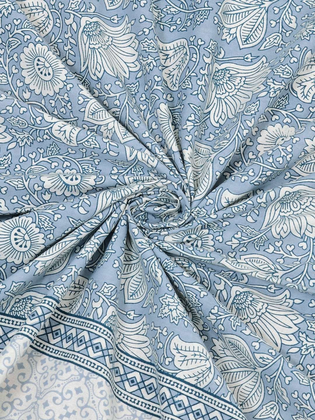 100% Pure Cotton Traditional Printed Bedsheet for Double Bed King Size Bedsheet with 2 Pillow Covers