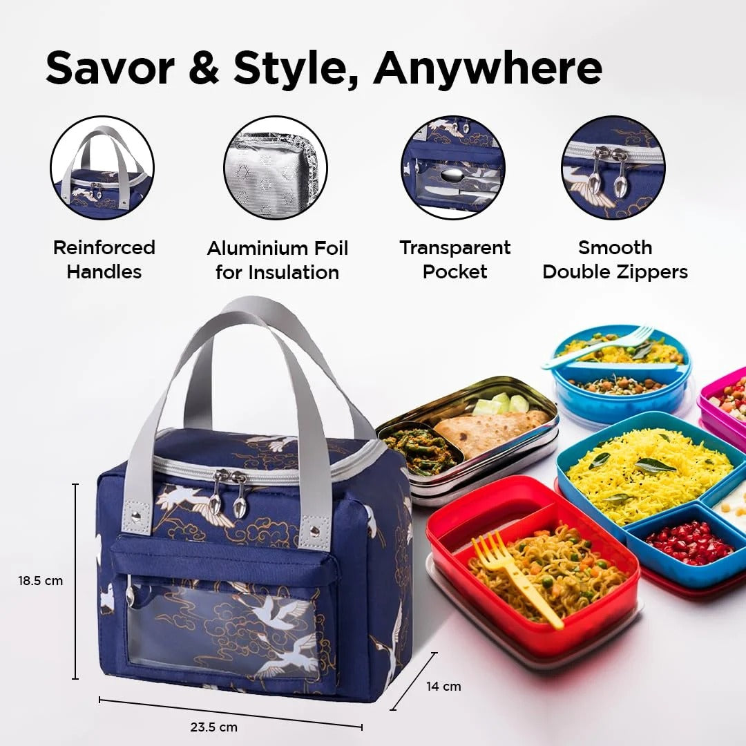 UMAI Insulated Tote Lunch Bag | Tiffin Bag for Office School Outdoor | Navy Blue | Lightweight