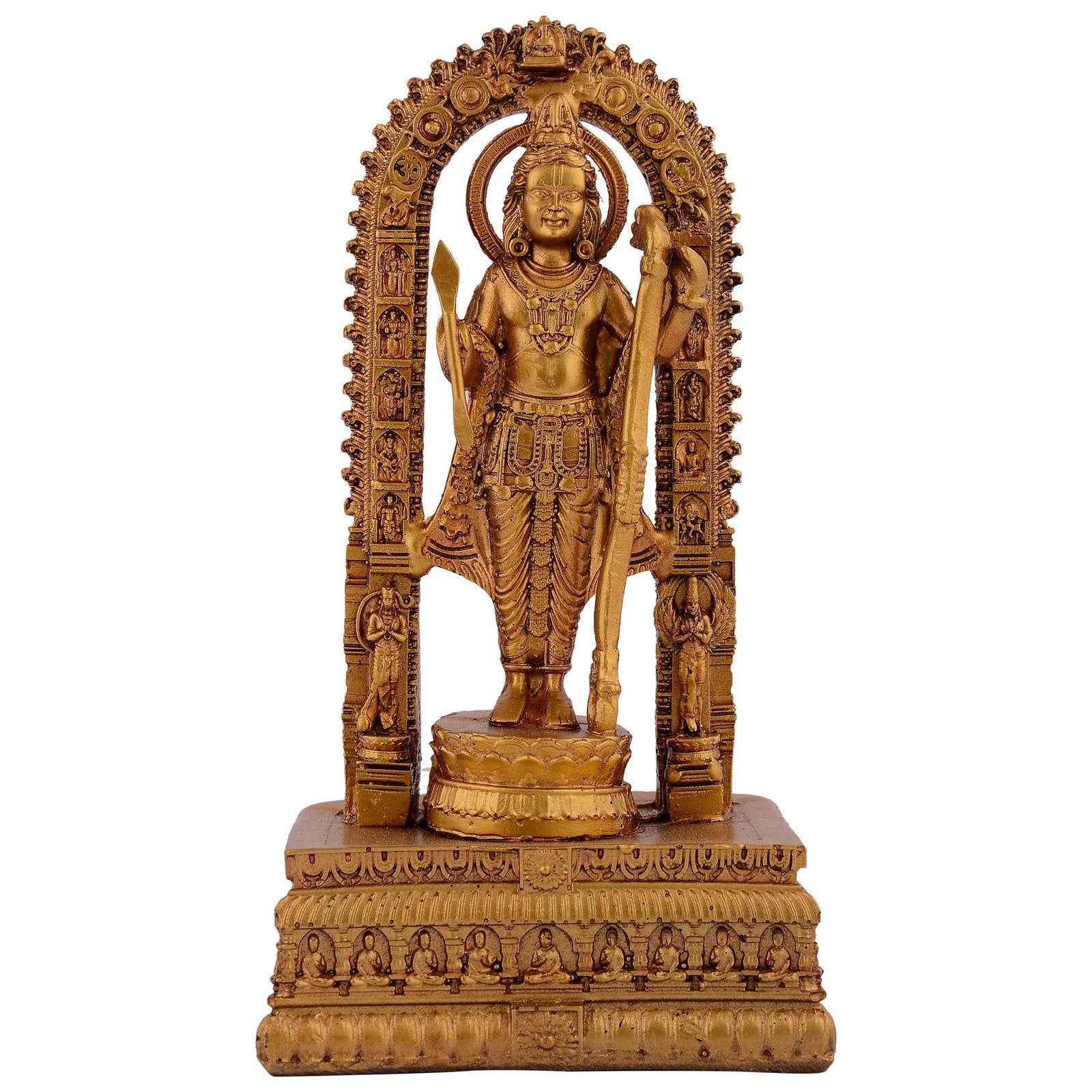 Resin Ram Mandir Ayodhya Model Authentic Design Ideal for Home Temple, Home Decor & Gifts (Golden)