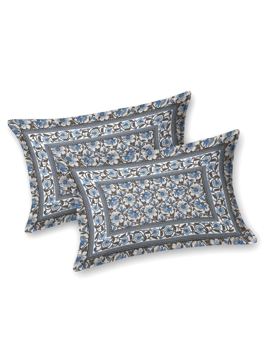 100% Pure Cotton Traditional Printed Bedsheet for Double Bed King Size Bedsheet with 2 Pillow Covers