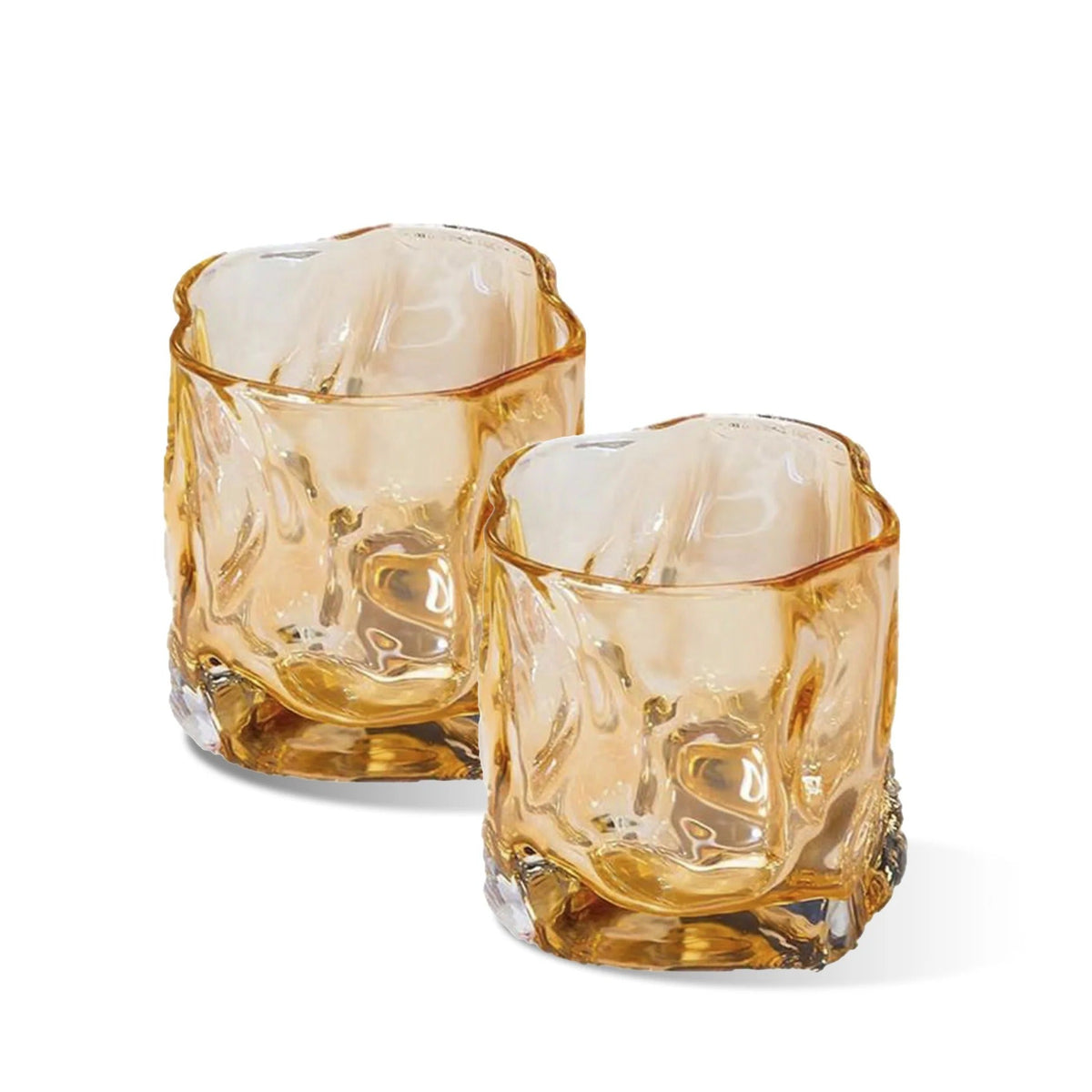 UMAI Whiskey Glasses Set of 2 (230ml) | Lead Free | Heavy Bottom | Amber