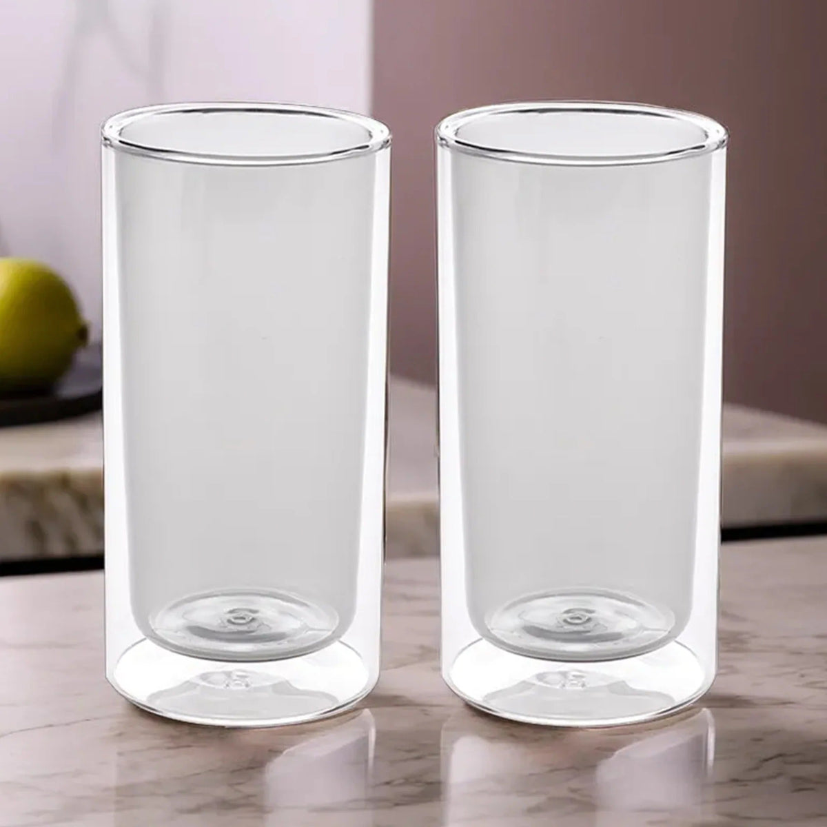 UMAI Double Wall Borosilicate Glass Coffee Mug Set of 2 (250ml) | Grey