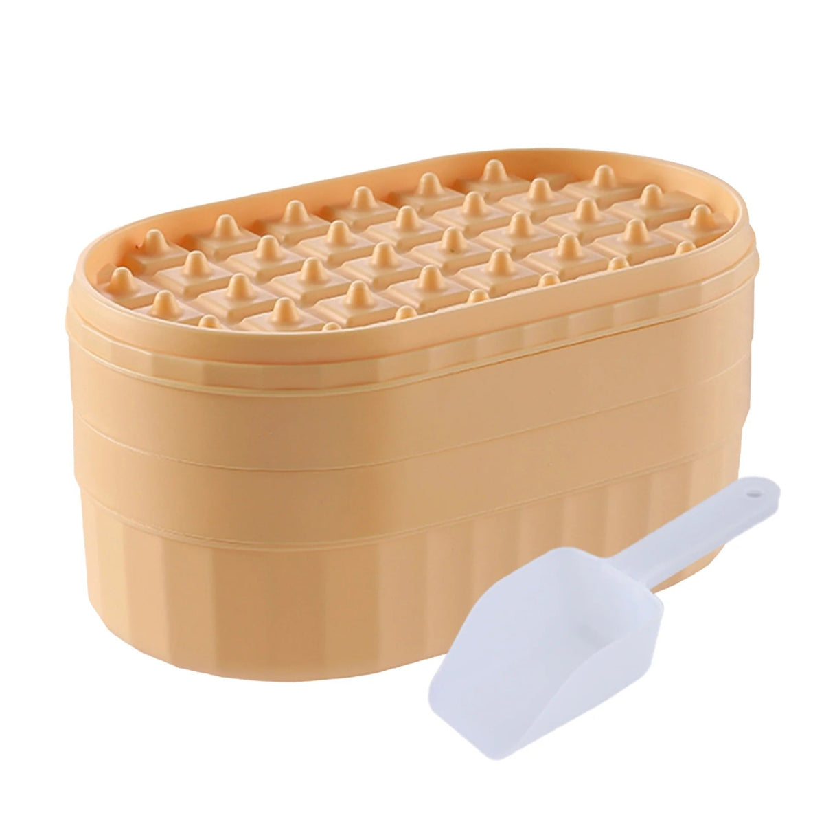 UMAI 2 Layer Ice Cube Tray | 72 Compartments | Storage Box & Scoop | Yellow (CH231001B)