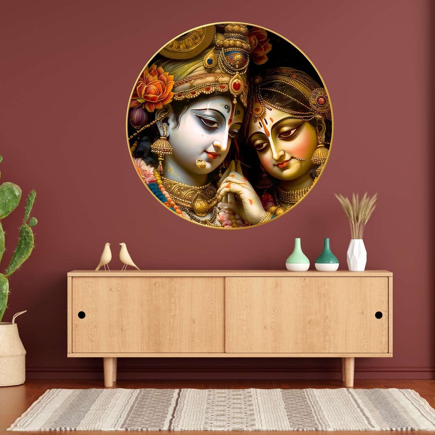 Wall Painting for Wall Decoration with Frame Sparkle Glossy Round Golden Framed Large Painting Office, Living Room, Bedroom, Home Decoration