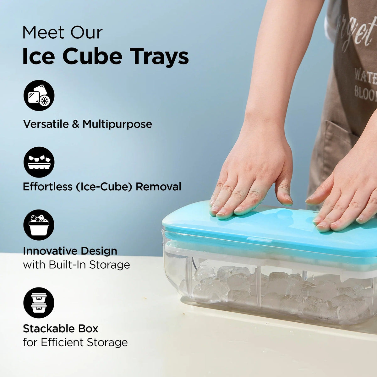 UMAI Ice Cube Trays with Scoop | 24 Compartments | BPA Free | Blue