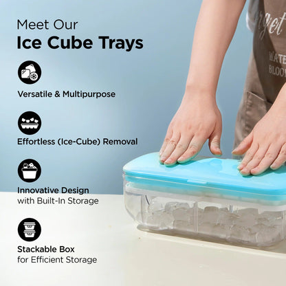 UMAI Ice Cube Trays with Scoop | 24 Compartments | BPA Free | Blue
