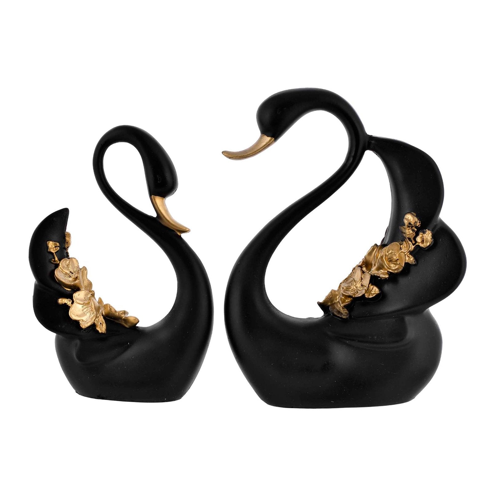 Swan Pair Feather Design Sculpture