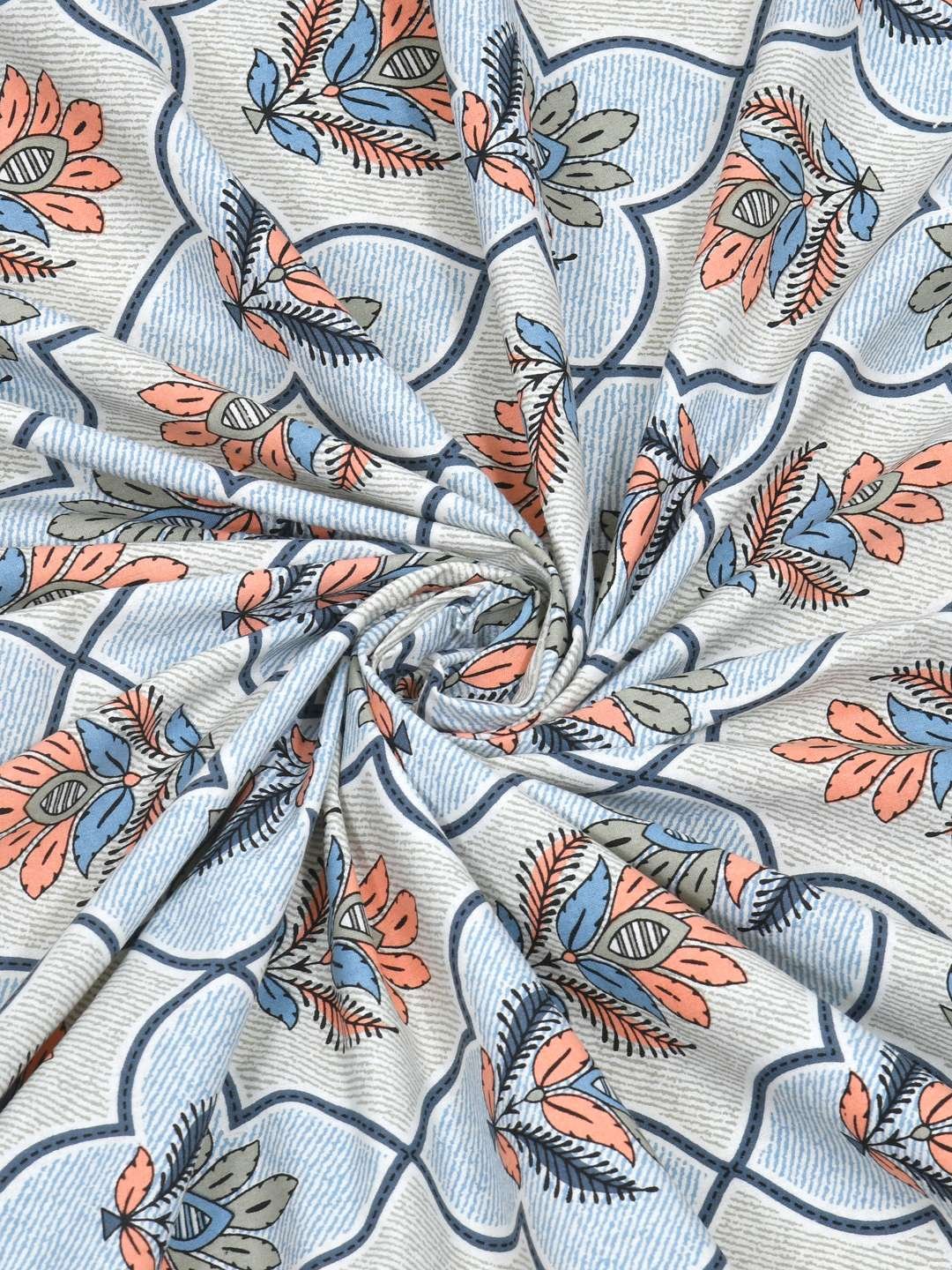 100% Pure Cotton Traditional Printed Bedsheet for Double Bed King Size Bedsheet with 2 Pillow Covers
