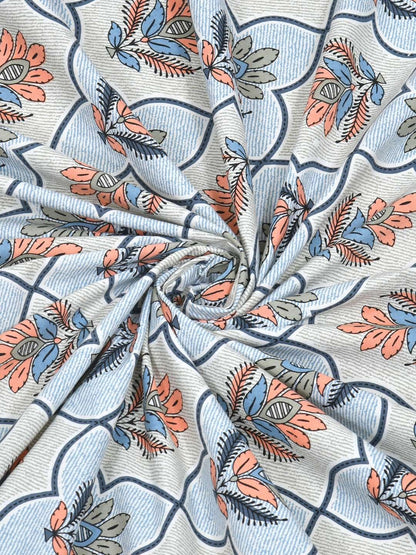 100% Pure Cotton Traditional Printed Bedsheet for Double Bed King Size Bedsheet with 2 Pillow Covers