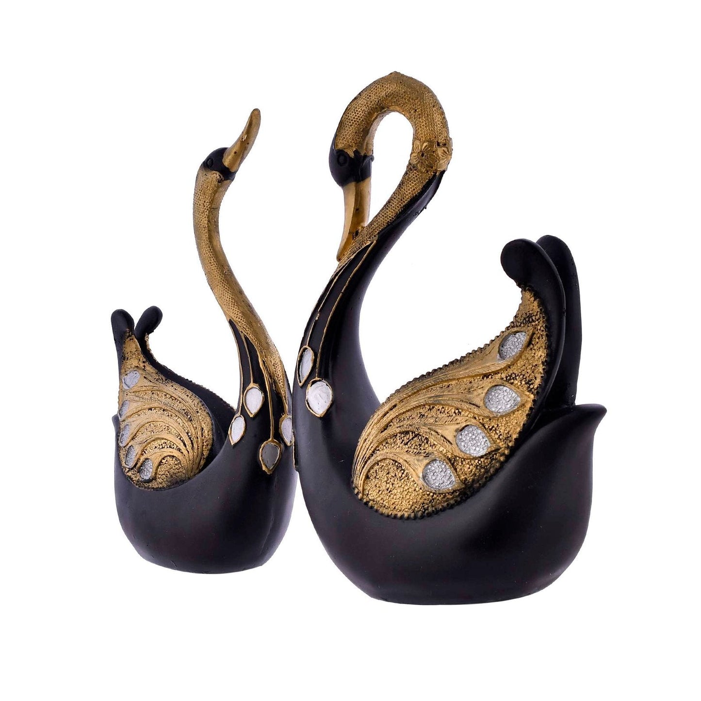 Swan Pair Feather Design Sculpture