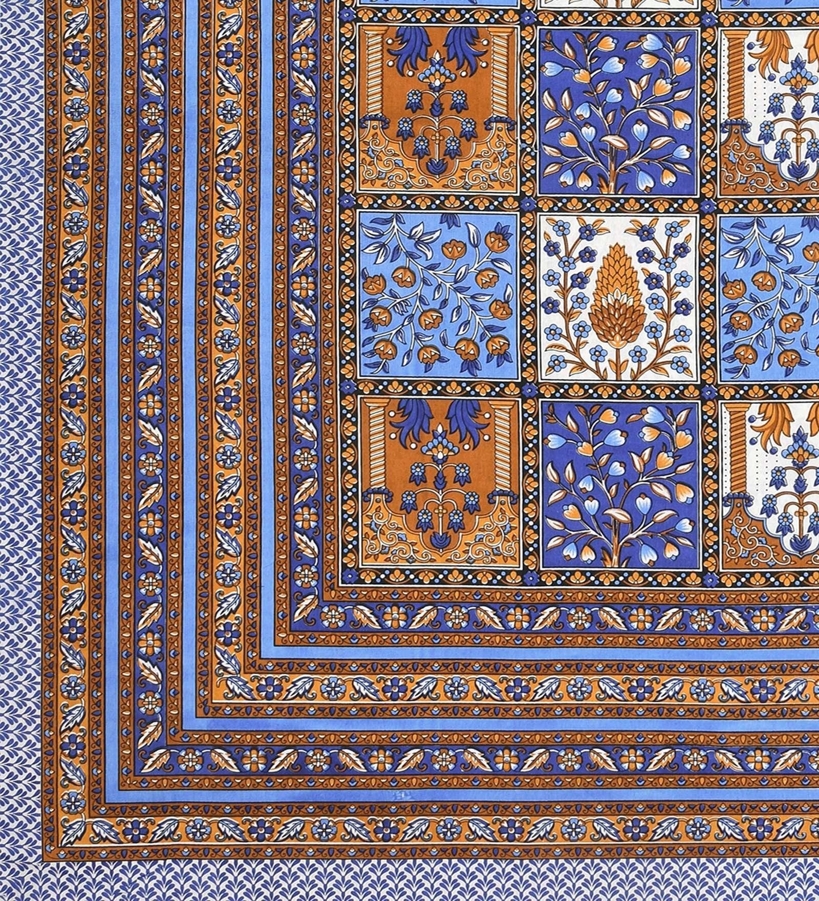 100% Pure Cotton Traditional Printed Bedsheet for Double Bed King Size Bedsheet with 2 Pillow Covers