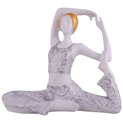 Suitable for home decor Yoga Posture Lady Statue Idol for Home Yoga Statue admirable piece of gift (silver)