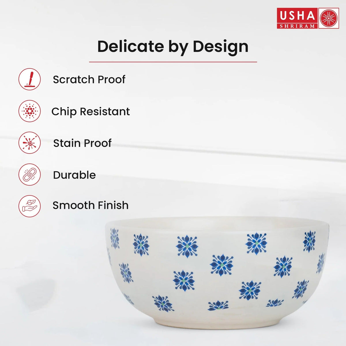 USHA SHRIRAM Ceramic Serving Bowl Snack 2pcs Ramen Soup Bowl Microwave Refrigerator Safe Scratch Resistant