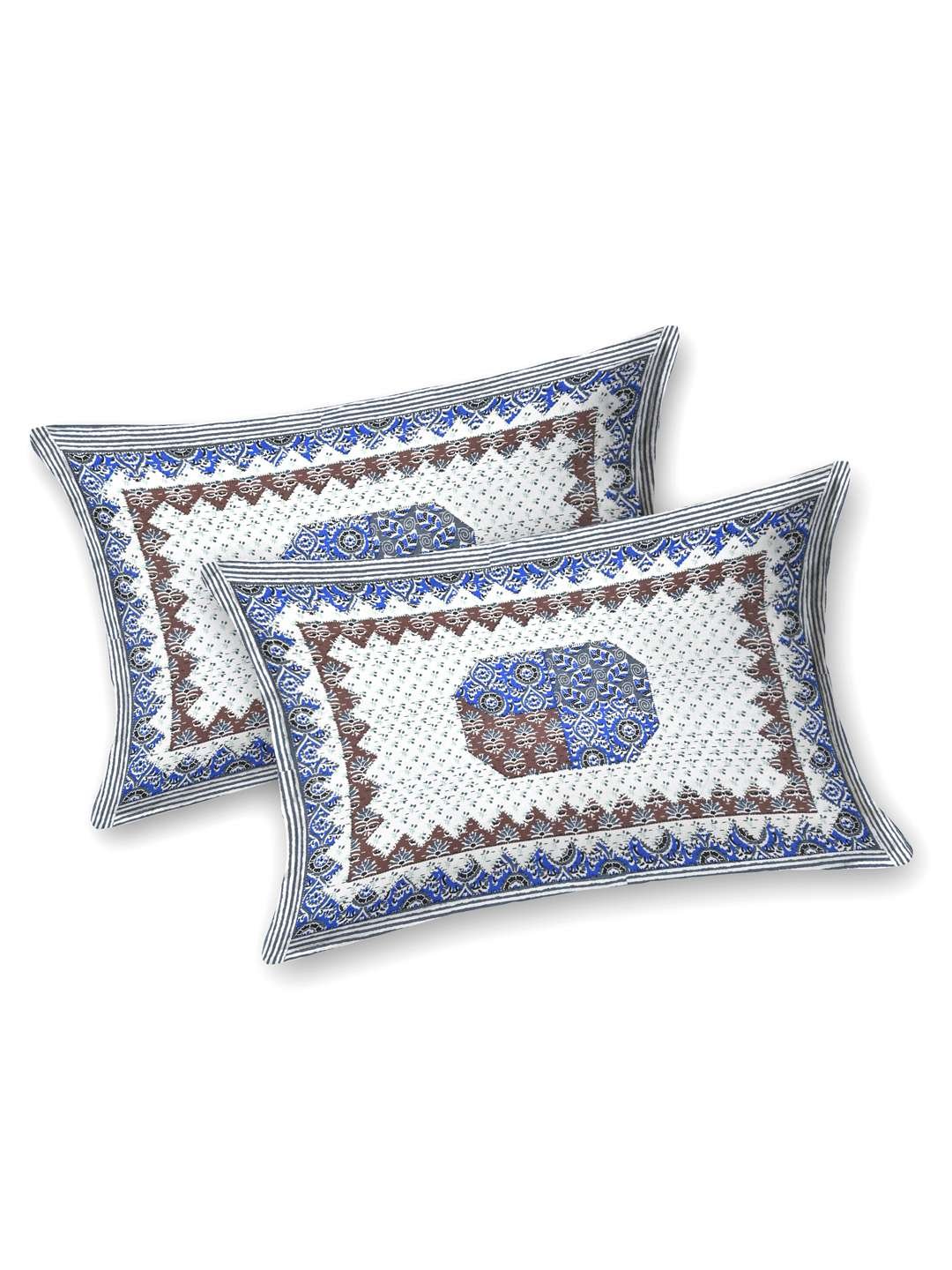100% Pure Cotton Traditional Printed Bedsheet for Double Bed King Size Bedsheet with 2 Pillow Covers
