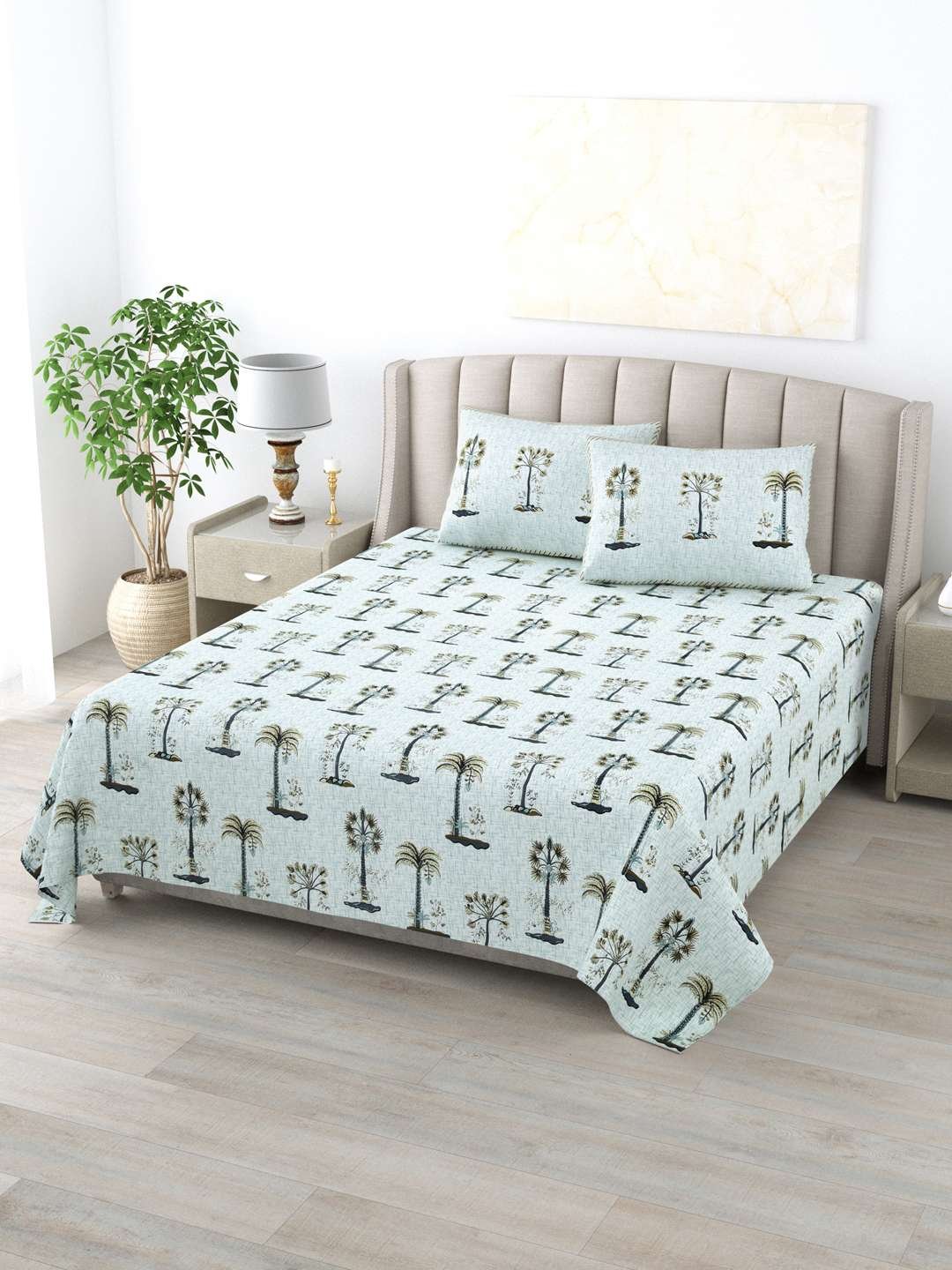 100% Pure Cotton Traditional Printed Bedsheet for Double Bed King Size Bedsheet with 2 Pillow Covers