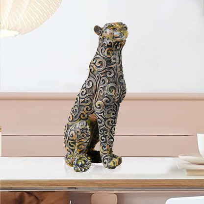 Panther Sitting Position Animal Showpiece Antique Sculpture for Home Decor Showpiece Figurine -2