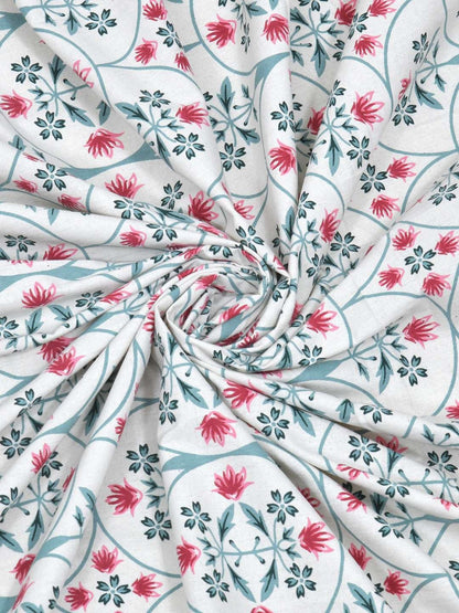 100% Pure Cotton Traditional Printed Bedsheet for Double Bed King Size Bedsheet with 2 Pillow Covers