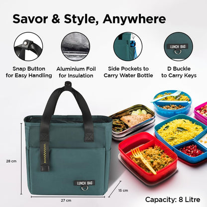 UMAI Insulated Tote Tiffin Bag | Large Capacity 10L | Office School Camping Gym | Green