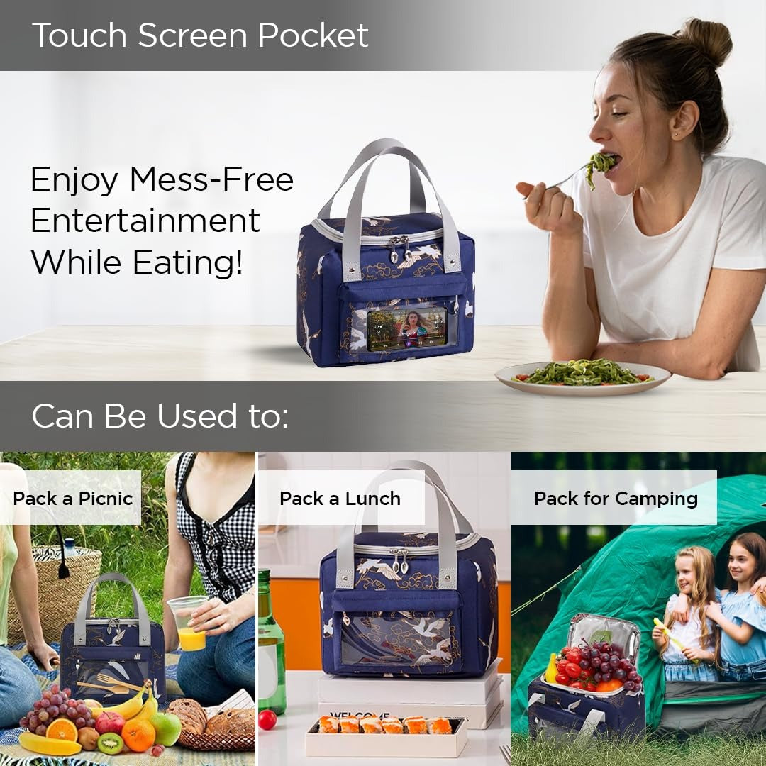 UMAI Insulated Tote Lunch Bag | Tiffin Bag for Office School Outdoor | Navy Blue | Lightweight