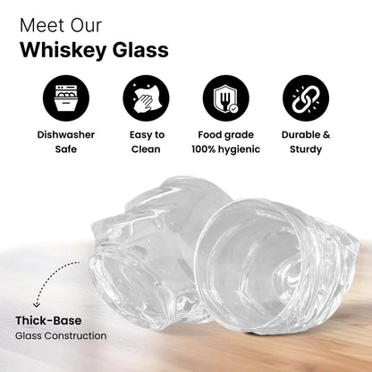 UMAI Whiskey Glasses Set of 4 (240ml) | Lead Free | Heavy Bottom | Transparent