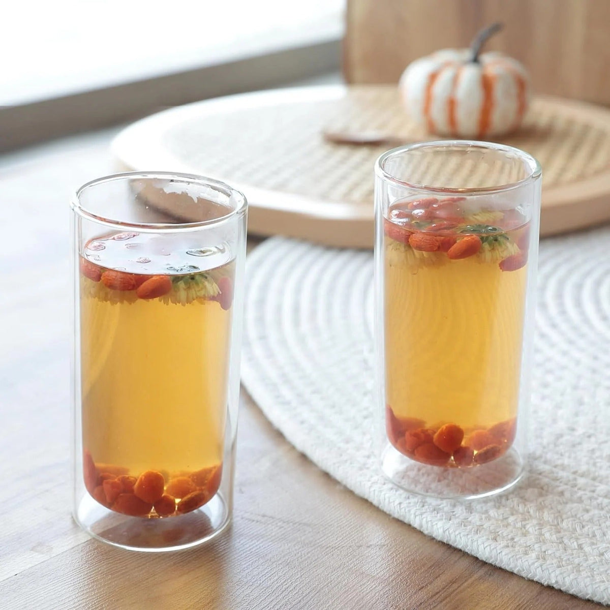 Kuber Industries 6 Pcs Double Walled Borosilicate Tumblers 250ml | Pack of 3 | Transparent