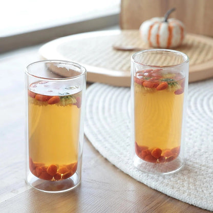 Kuber Industries 6 Pcs Double Walled Borosilicate Tumblers 250ml | Pack of 3 | Transparent