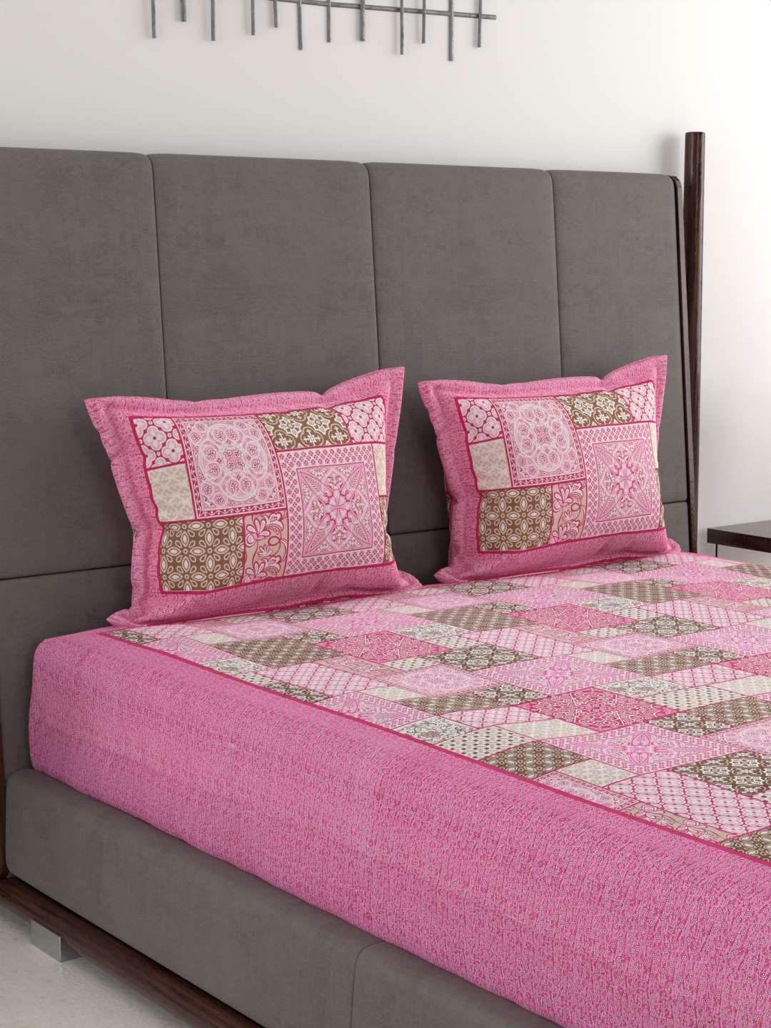 100% Pure Cotton Traditional Printed Bedsheet for Double Bed King Size Bedsheet with 2 Pillow Covers