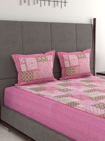 100% Pure Cotton Traditional Printed Bedsheet for Double Bed King Size Bedsheet with 2 Pillow Covers