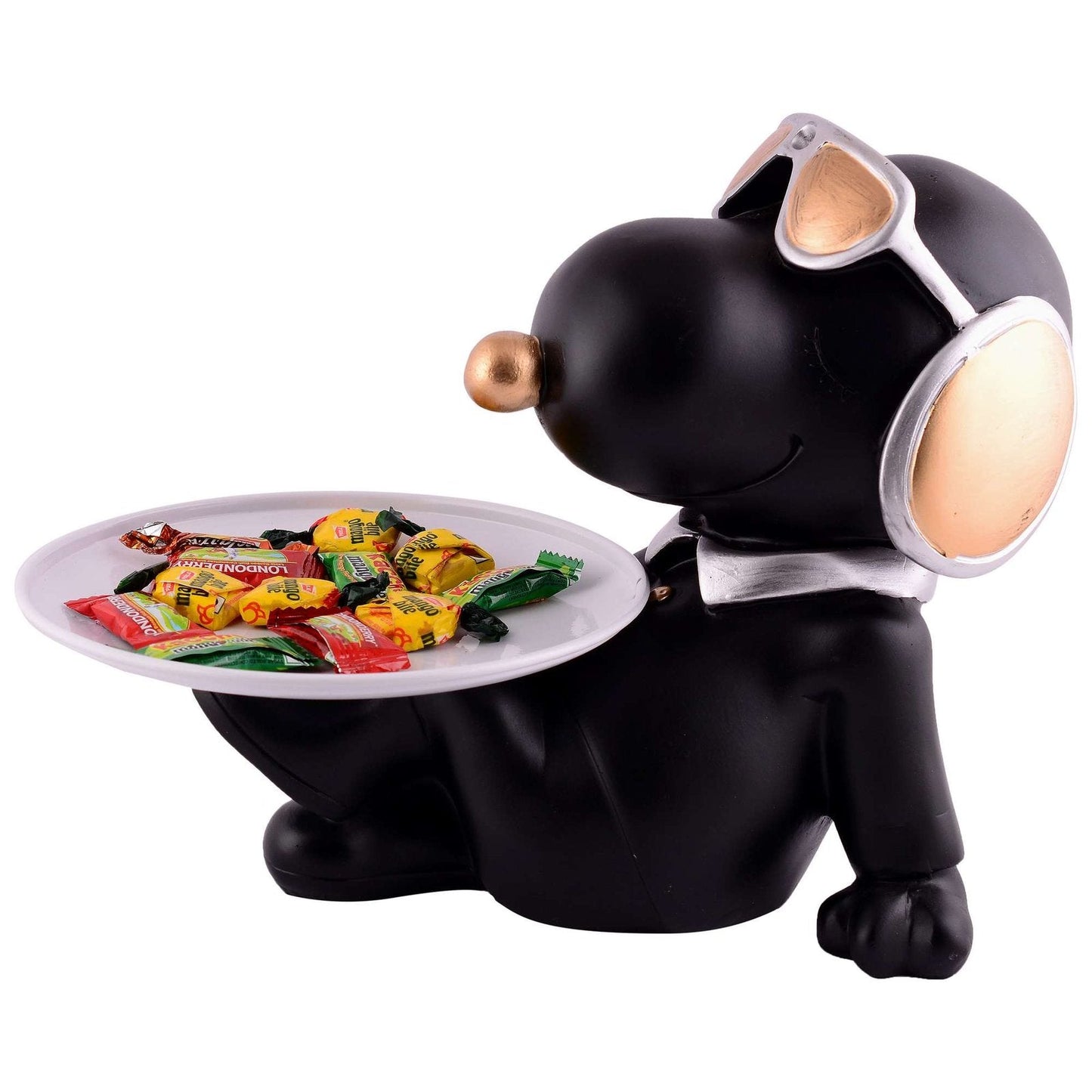 Decorative Black Resin Dog Showpiece for Home Decor, Living Room, Table Decoration for Gifting 8 Inches